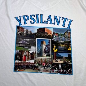 New Balance Womens Ypsilanti Michigan V-Neck T-Shirt White Size 2XL Athletic